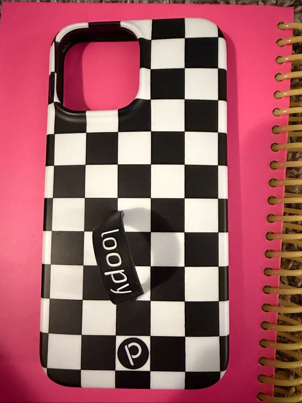 Loopd Black and White Checkered Phone Case with Loop for iPhone 12 Pro Max